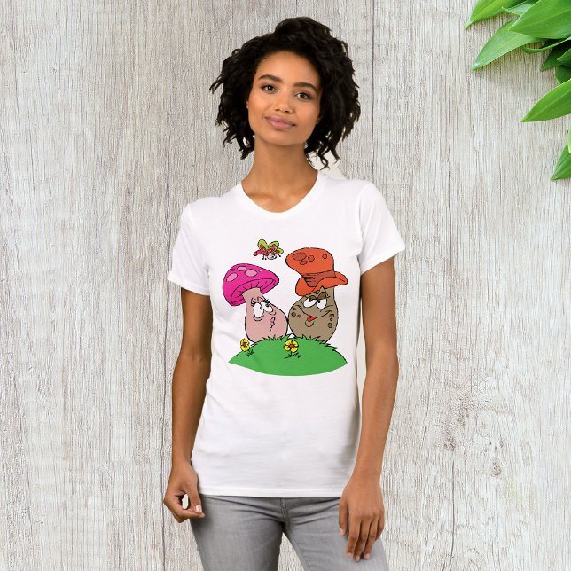 Cartoon Mushrooms Womens T-Shirt (Creator Uploaded)