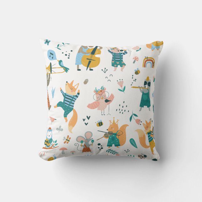 Cartoon Music Band Throw Pillow (Front)