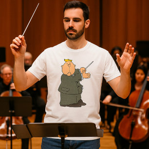 Cartoon Music Conductor with Baton T-Shirt
