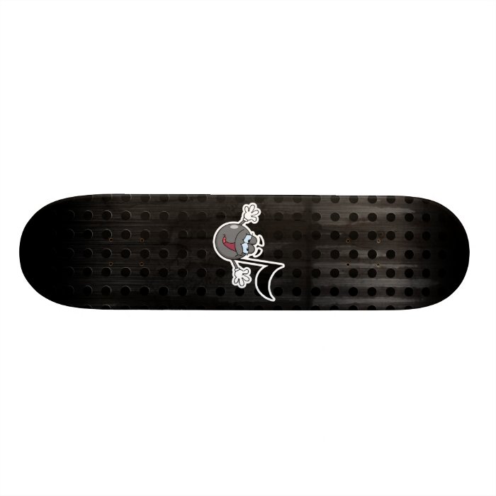 Cartoon Music Note; Grunge Background Skate Board