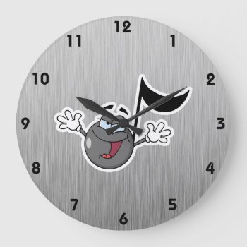Cartoon Music Note Large Clock by MusicPlanet at Zazzle