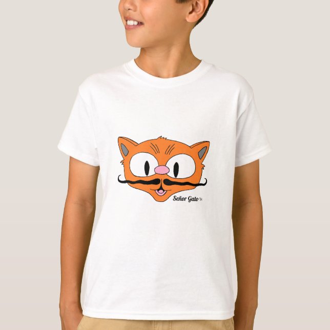 Cartoon Mustache Cat Señor Gato Child's T-Shirt (Front)