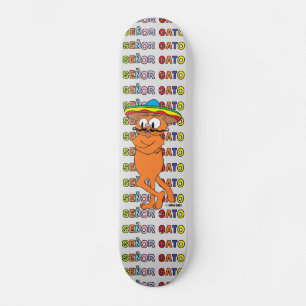 Cartoon Mustache Cat Senor Gato  Skateboard