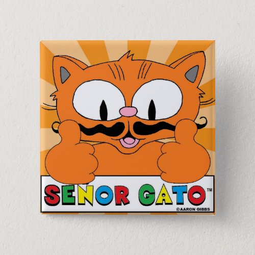 Cartoon Mustache Cat Senor Gato Thumbs Up Button