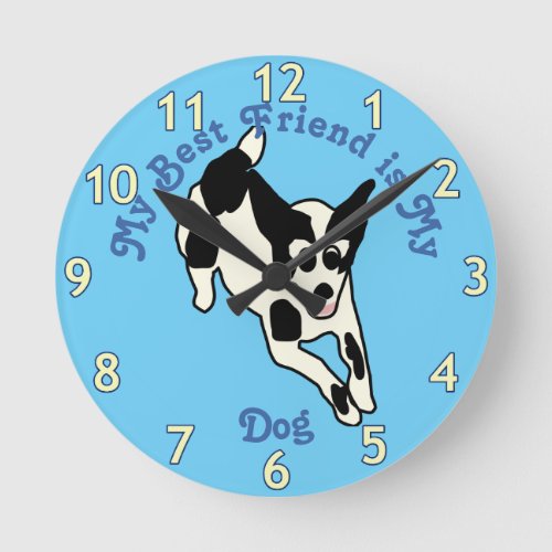 Cartoon Mutt Jumping Round Clock