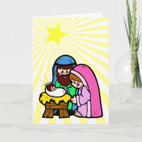 Cartoon Nativity Scene Card