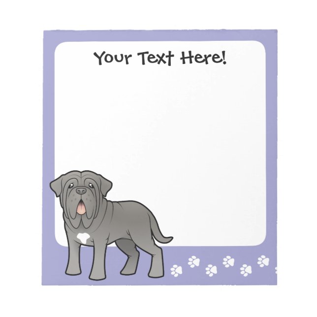 Cartoon Neapolitan Mastiff Notepad (Front)