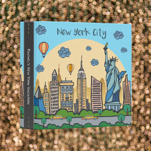 Cartoon New York City Vacation Scrapbook Album 3 Ring Binder