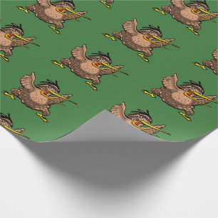 Cartoon New Zealand Kiwi bird doing a Maori Haka Wrapping Paper