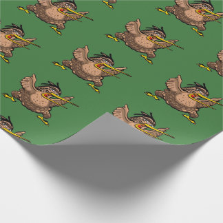Cartoon New Zealand Kiwi bird doing a Maori Haka Wrapping Paper