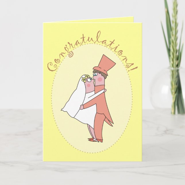 Cartoon Newlyweds Congratulations Wedding Cards (Front)