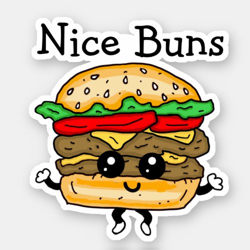 Cartoon Nice Buns Cheeseburger  Sticker