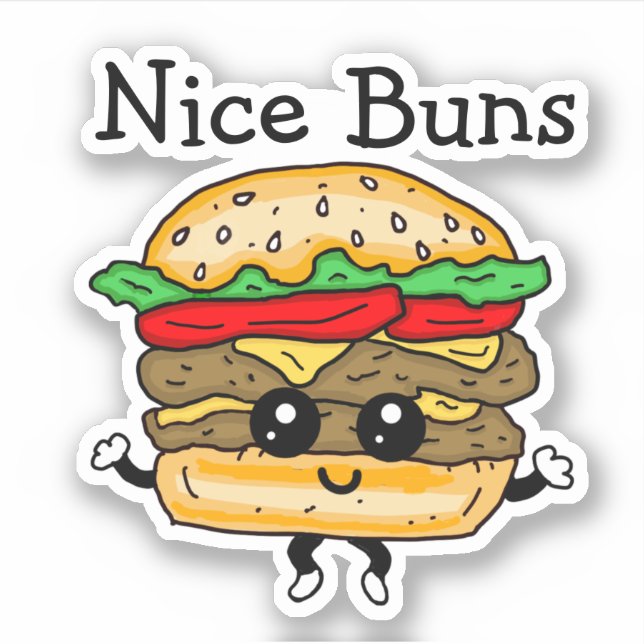 Cartoon Nice Buns Cheeseburger  Sticker (Front)