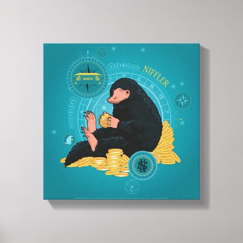 Cartoon NIFFLER With Gold Coins Canvas Print