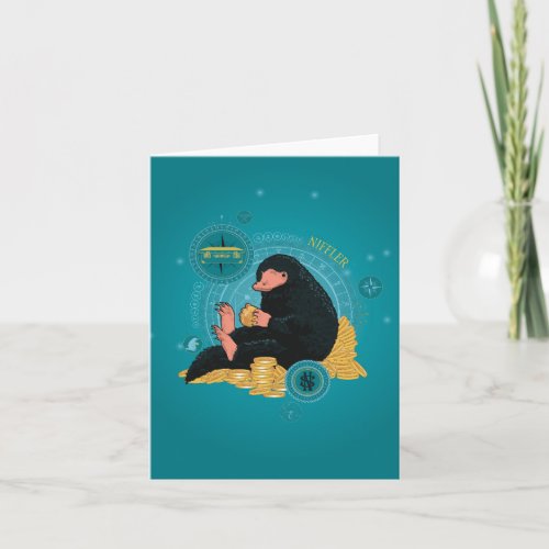 Cartoon NIFFLER With Gold Coins Card