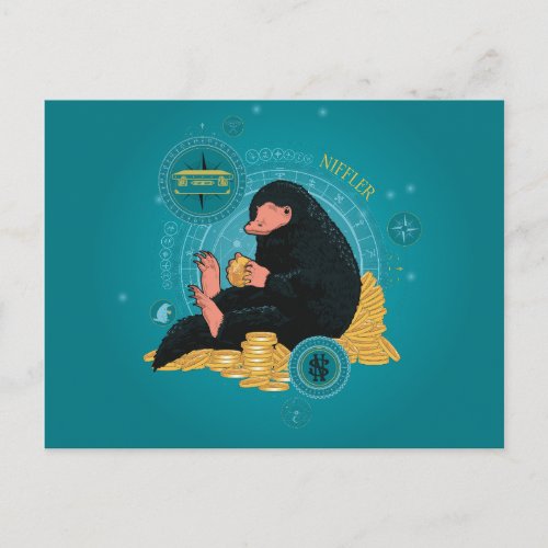 Cartoon NIFFLER With Gold Coins Postcard