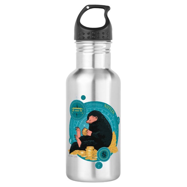 Cartoon NIFFLER™ With Gold Coins Stainless Steel Water Bottle (Front)