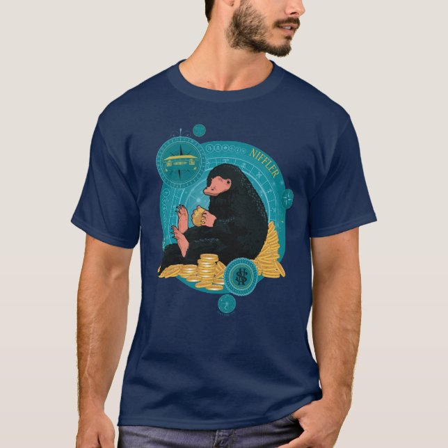 Cartoon NIFFLER™ With Gold Coins T-Shirt (Front)