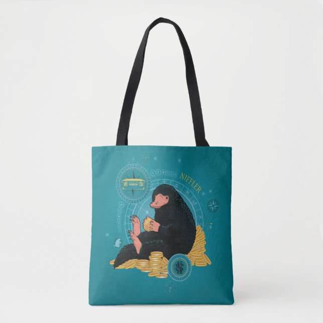 Cartoon NIFFLER™ With Gold Coins Tote Bag (Front)
