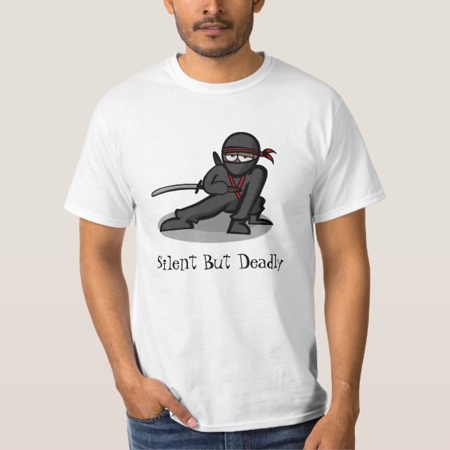 Cartoon Ninja "Silent But Deadly" T-Shirt (Front)