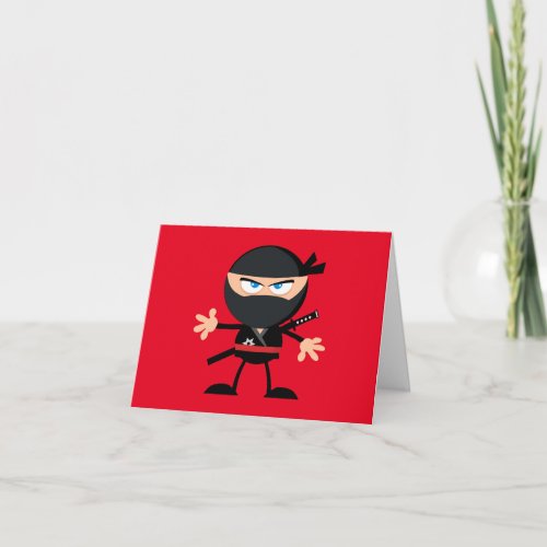 Cartoon Ninja Warrior Red Happy Birthday Card