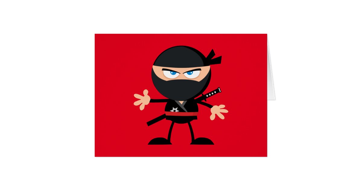 Cartoon Ninja Warrior Red Thank You Card | Zazzle.com