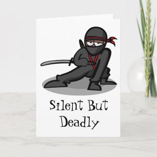 Cartoon Ninja Warrior silent but Deadly Holiday Card