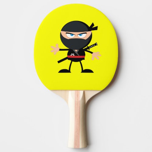 Cartoon Ninja Warrior Yellow Ping Pong Paddle