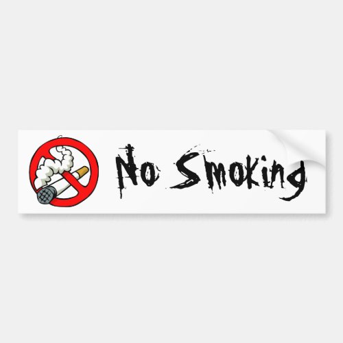 Cartoon No Smoking Sign Bumper Sticker