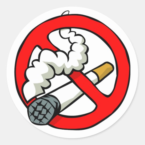 Cartoon No Smoking Sign Classic Round Sticker