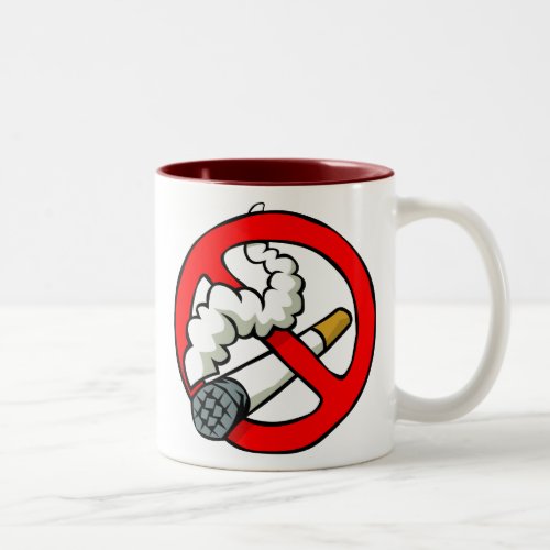 Cartoon No Smoking Sign Two_Tone Coffee Mug