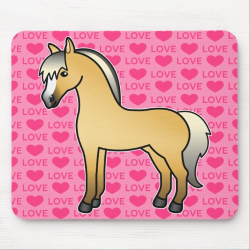 Cartoon Norwegian Fjord Horse Love Text Mouse Pad