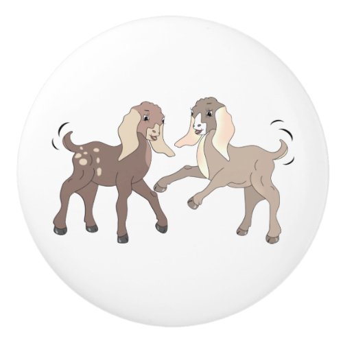 Cartoon Nubian Goat Kids  Ceramic Knob