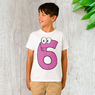 Cartoon Number 6 Fun Purple Smiling Six  T-Shirt