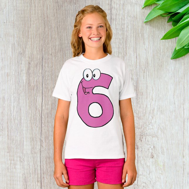 Cartoon Number 6 Fun Purple Smiling Six  T-Shirt (Creator Uploaded)