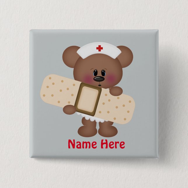 Cartoon Nurse add name button (Front)