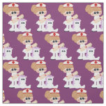 Cartoon Nurse and Unicorn Pima cotton fabric