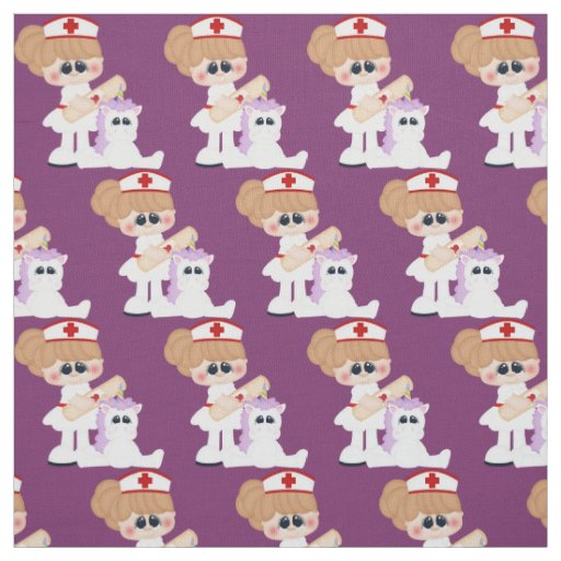 Cartoon Nurse and Unicorn Pima cotton fabric