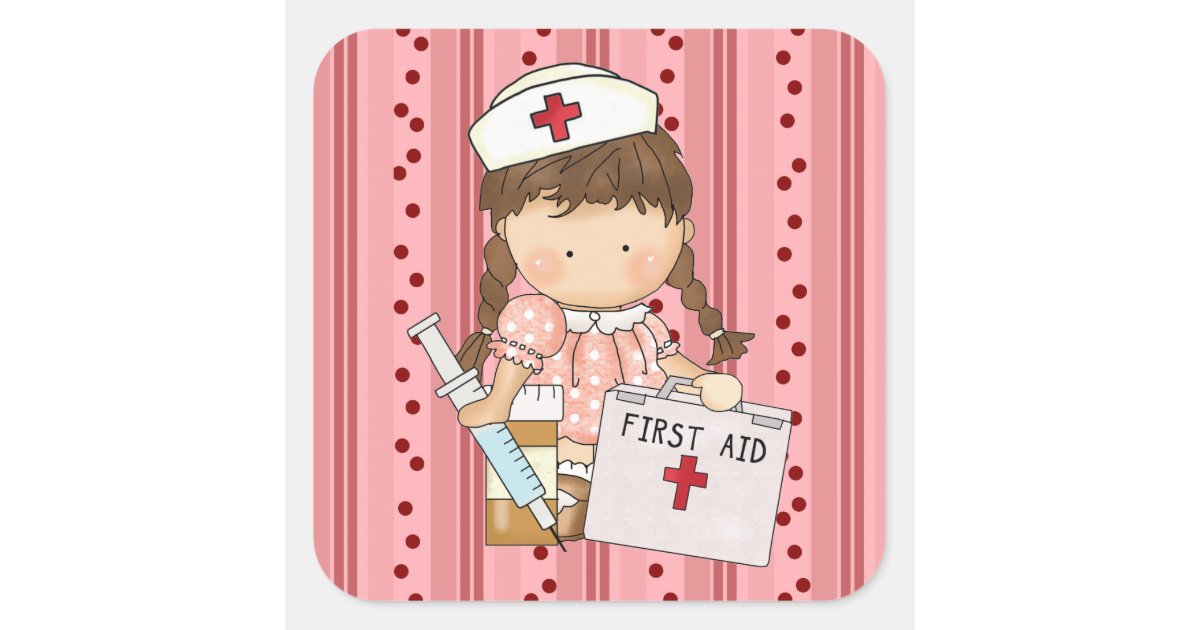 Cartoon Nurse Fun Girl Sticker | Zazzle