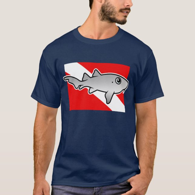 Cartoon Nurse Shark Dive Flag T-Shirt (Front)