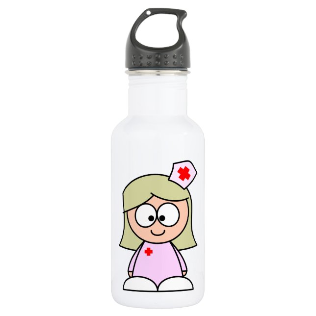 Cartoon Nurse Water Bottle (Front)