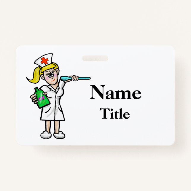 Cartoon Nurse With Medicine Badge  Customize! (Front)