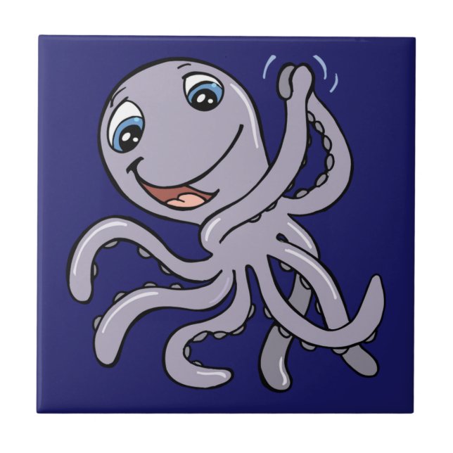 Cartoon Octopus Ceramic Tile (Front)