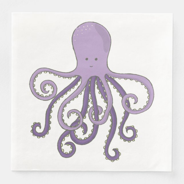 Cartoon Octopus Paper Dinner Napkins (Front)