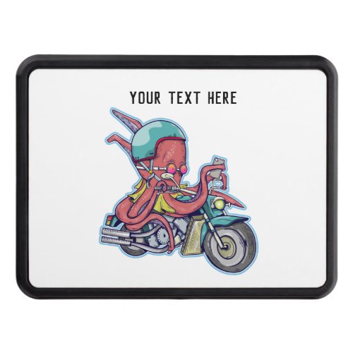 CARTOON OCTOPUS RIDING A MOTORCYCLE HITCH COVER