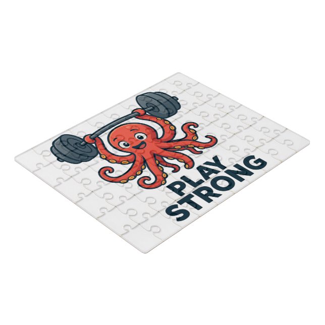 Cartoon Octopus Weightlifting – Play Strong Gym  Jigsaw Puzzle (3/4)