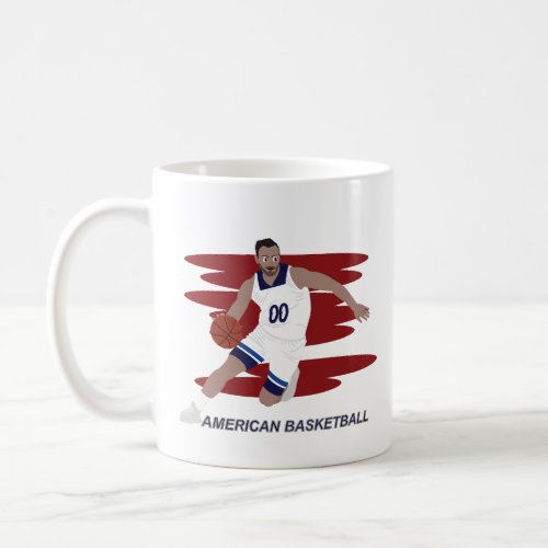 Cartoon of a basketball player coffee mug