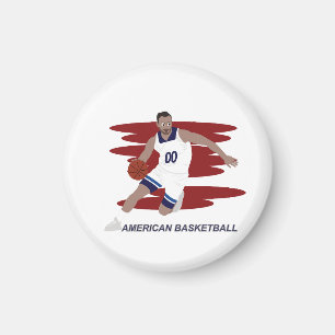 Cartoon of a basketball player magnet
