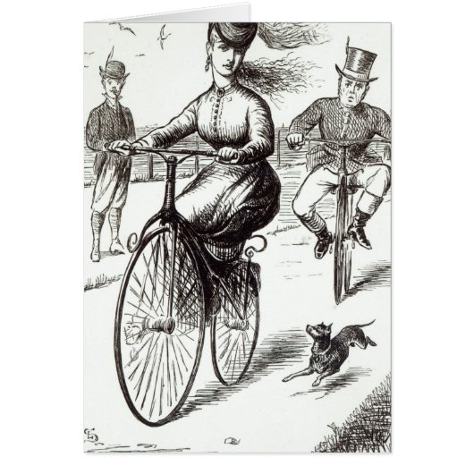 Cartoon of a Lady on a Velocipede, 1869 (Front)