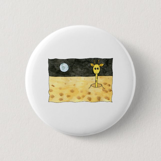 Cartoon of a lost giraffe. button (Front)